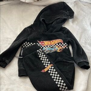Toddler Hot Wheels Black Hoodie and Pants Set